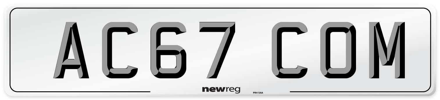 AC67 COM Number Plate from New Reg